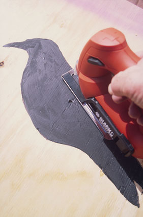 crow hunting wooden decoy